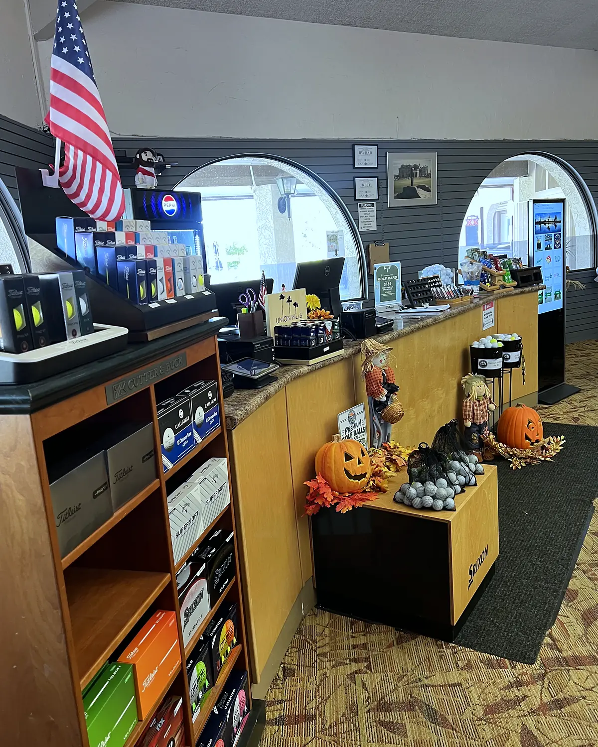 Union Hills golf shop counter decorated for fall